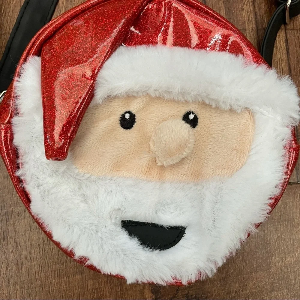 Santa Claus purse bag for Kids holiday time zip closure adjustable strap